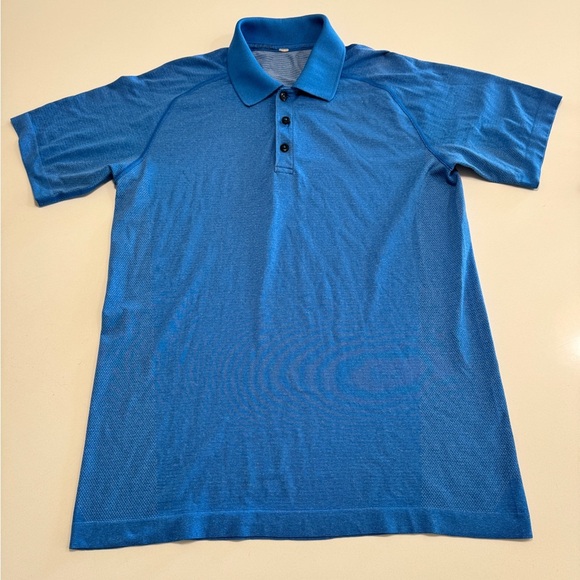 Lululemon Polo Shirt Mens Size Medium Color Blue Performance Short Sleeve Golf - Picture 1 of 8